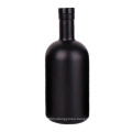 Luxury 200ml 375ml 500ml 750ml 1liter matte black liquor oil vodka wine glass bottle with stopper